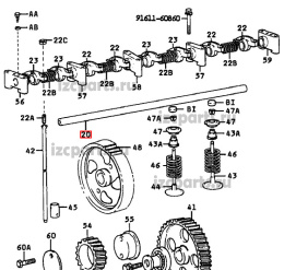 картинка Ось рокеров клапанов Toyota 2j в сборе от магазина IZC
