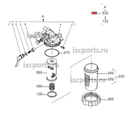 картинка Водоотделитель  в сборе  Kubota v2203/2403 от магазина IZC